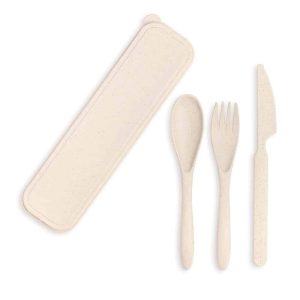 Ensemble d’ustensile biodégradable -  Beige